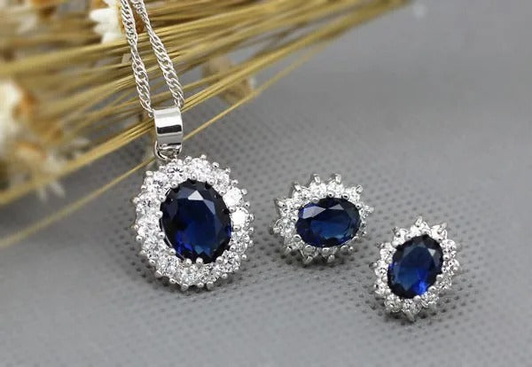 African Style Royal Blue Crystal Stone Jewelry Set