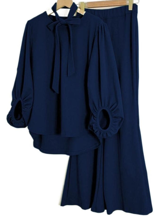 New Arrival Stylish 2-Piece Casual Dress for Girls with Neck Tie