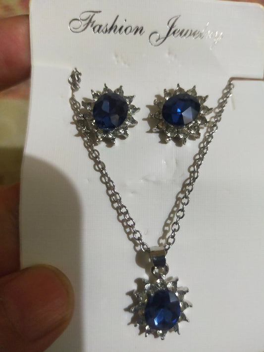 African Style Royal Blue Crystal Stone Jewelry Set