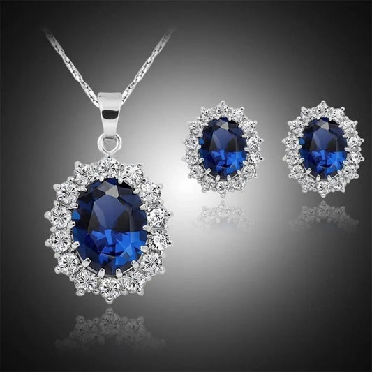 African Style Royal Blue Crystal Stone Jewelry Set